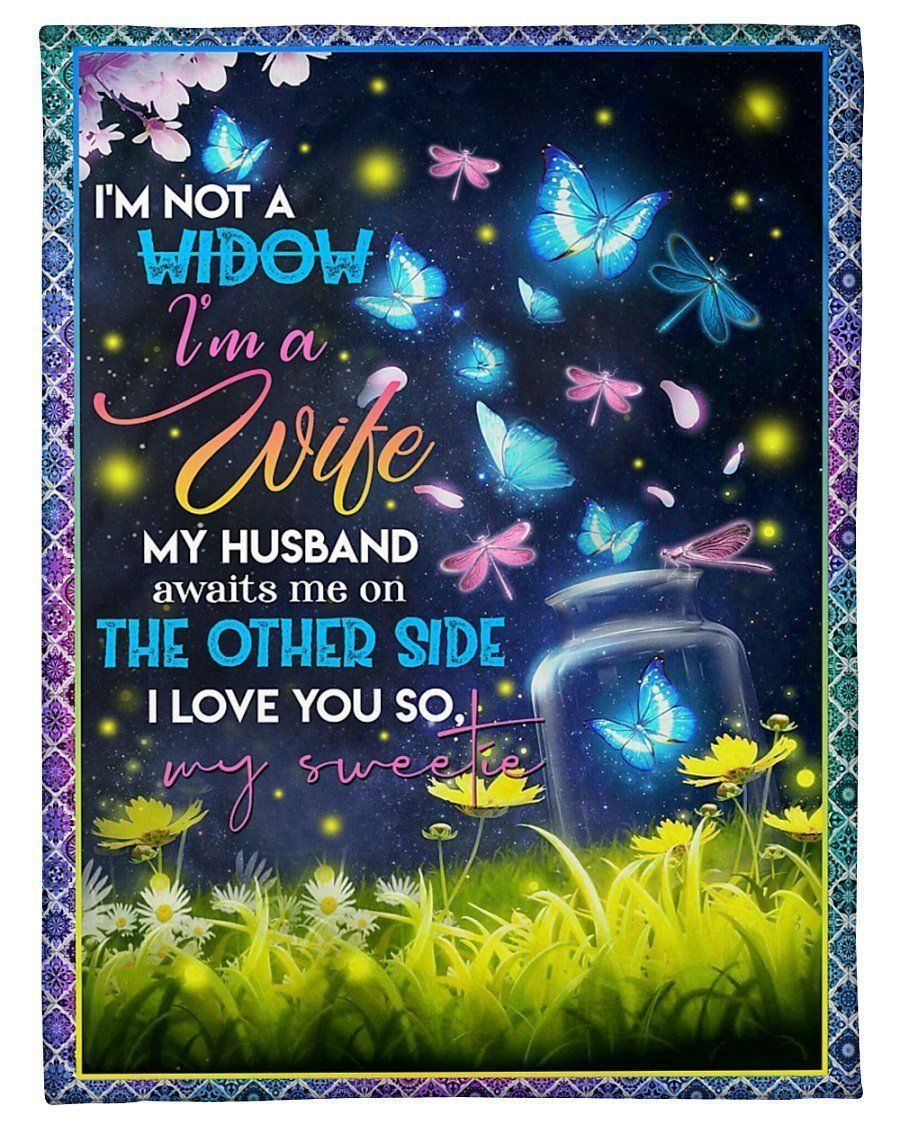 My Husband Awaits Me On The Other Side For Angel Husband Fleece Blanket