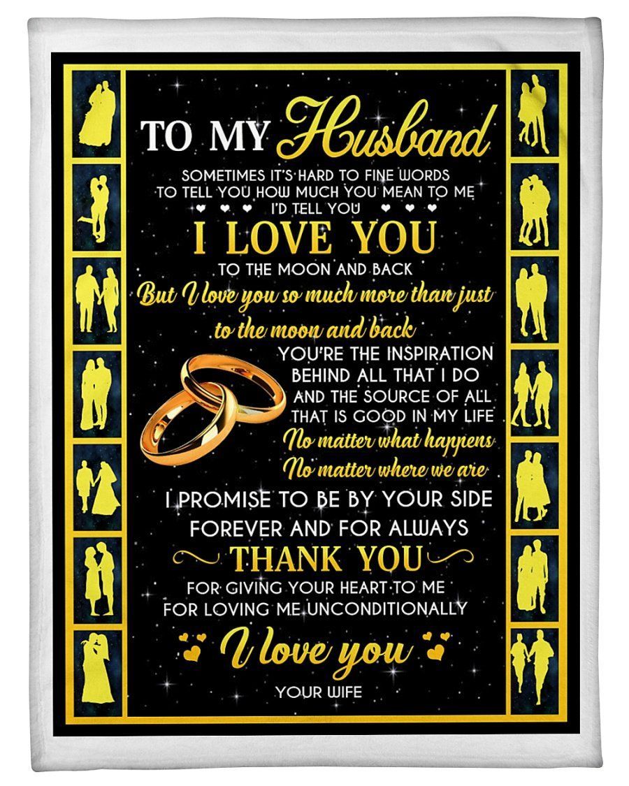 My Husband Love More Than Moon And Back Your Wife Blanket Fleece Blanket