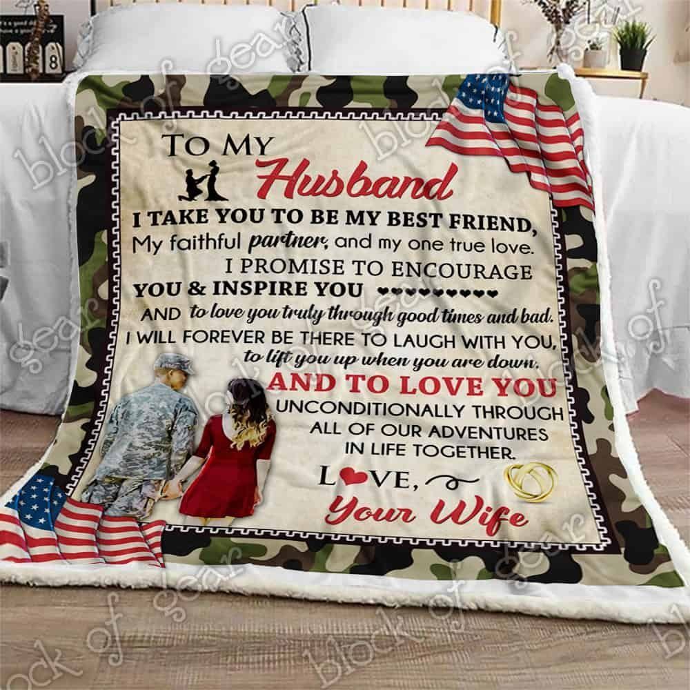 My Husband My Soldier Sherpa Fleece Blanket
