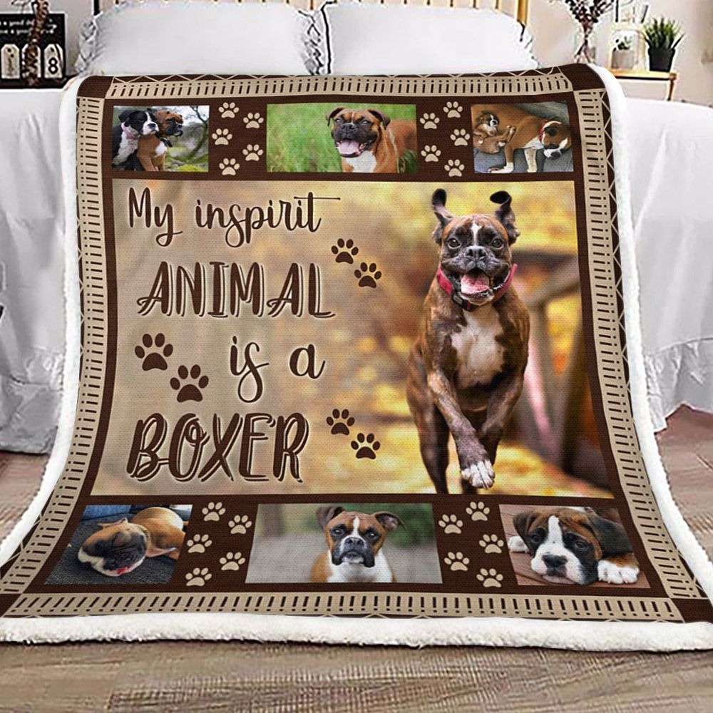 My Inspirit Animal Is A Boxer Sherpa Fleece Blanket