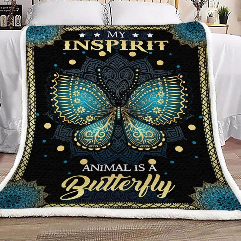 My Inspirit Animal Is A Butterfly Sherpa Fleece Blanket