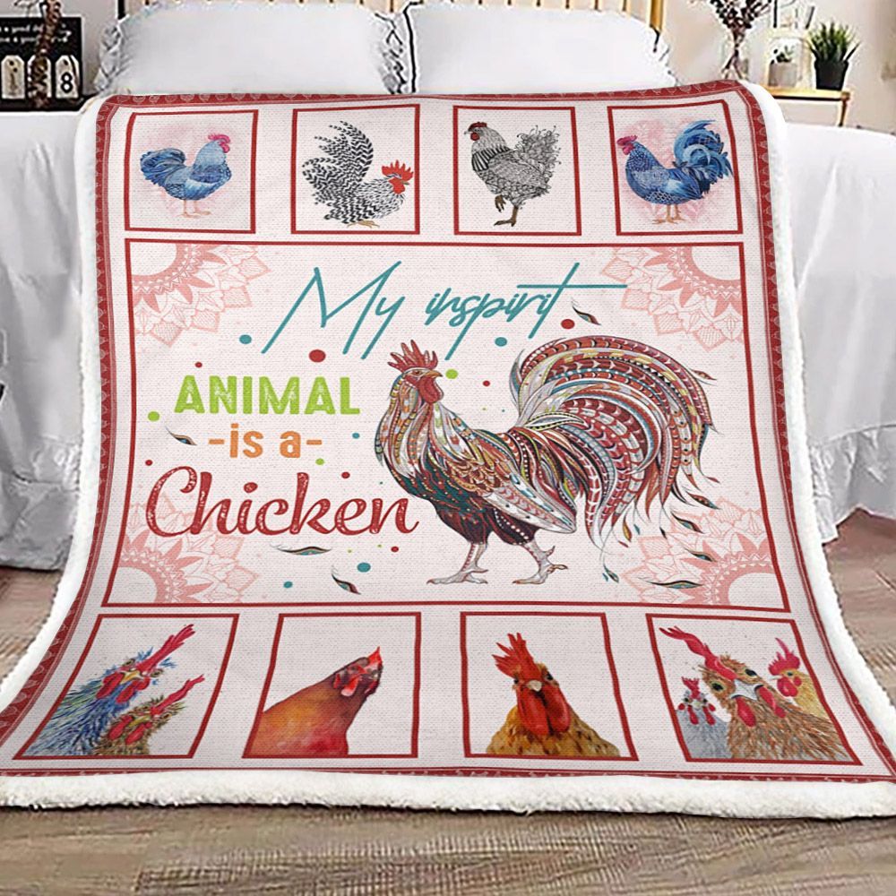 My Inspirit Animal Is A Chicken Sherpa Fleece Blanket