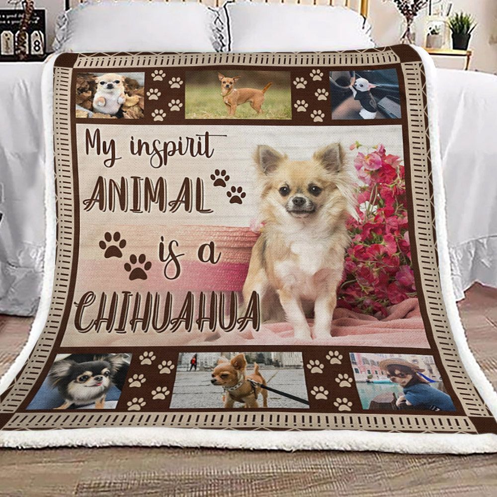 My Inspirit Animal Is A Chihuahua Sherpa Fleece Blanket