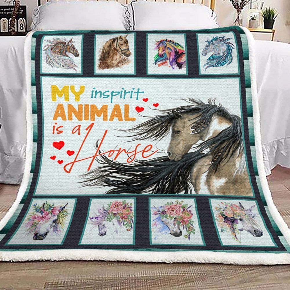 My Inspirit Animal Is A Horse Sherpa Fleece Blanket