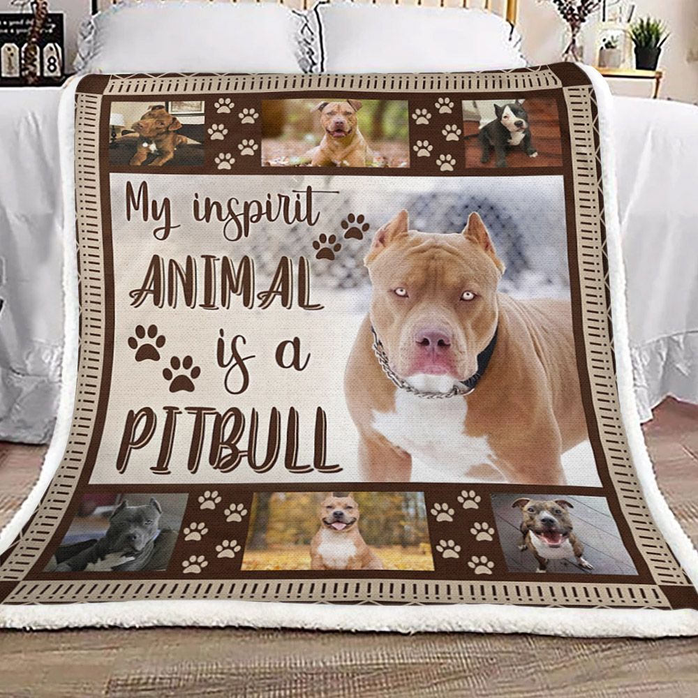 My Inspirit Animal Is A Pitbull Sherpa Fleece Blanket
