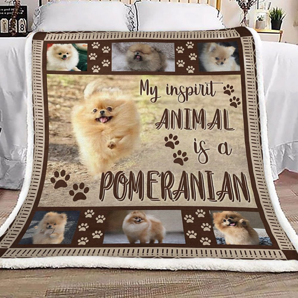 My Inspirit Animal Is A Pomeranian Sherpa Fleece Blanket