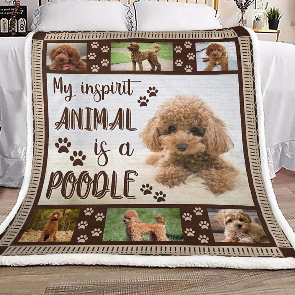 My Inspirit Animal Is A Poodle Sherpa Fleece Blanket