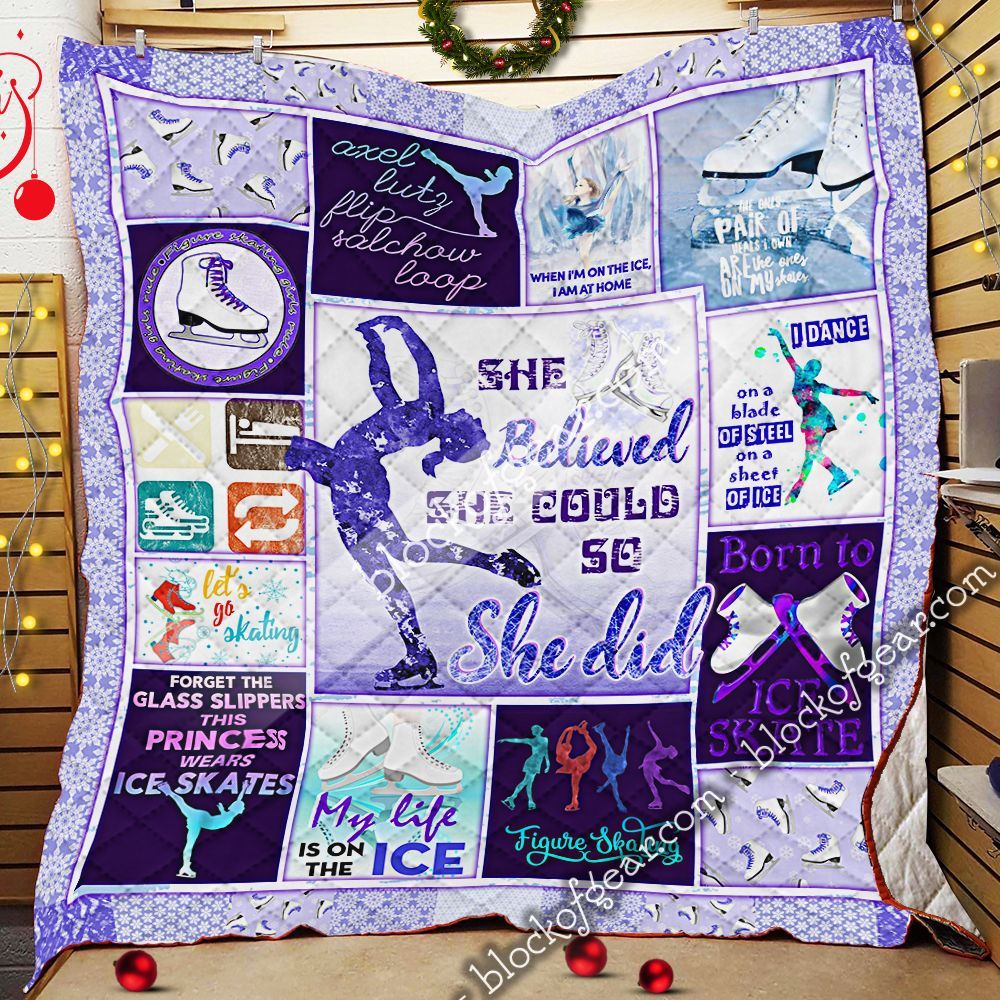 My Life Is On The Ice Figure Skating Daughter GS-CL-LD3012 Quilt Blanket