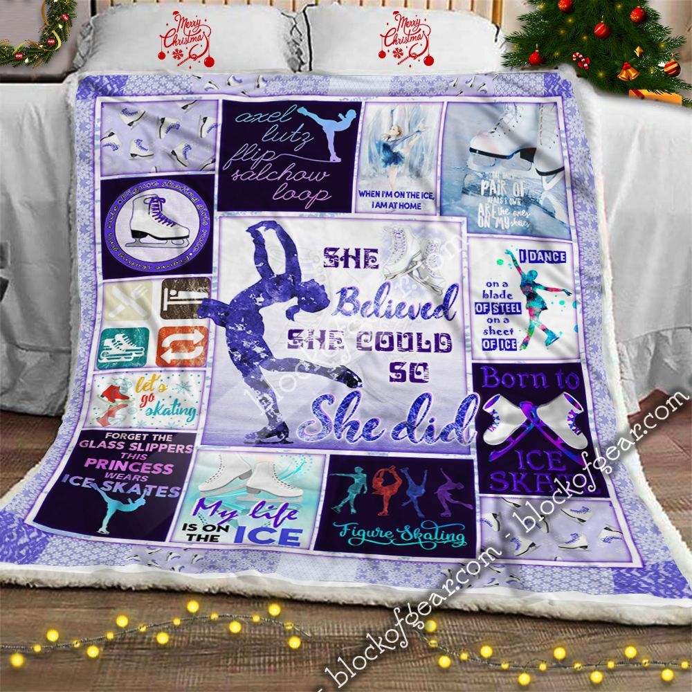 My Life Is On The Ice Figure Skating Daughter Sherpa Fleece Blanket