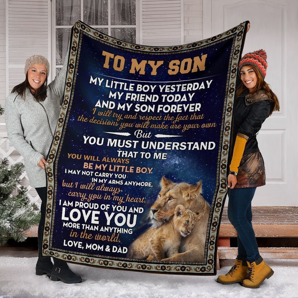My Little Boy Yesterday My Friend Today Mom And Dad Gift For Son Fleece Blanket