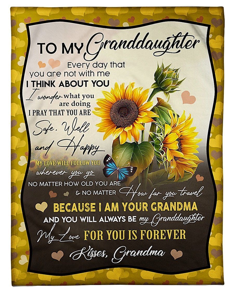 My Love For You Is Forever Sunflowers Grandma To Granddaughter Fleece Blanket Fleece Blanket