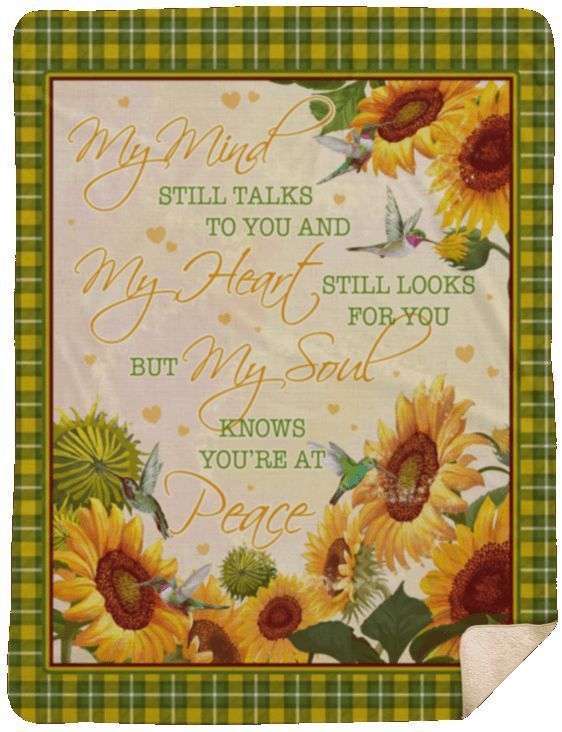 My Mind Still Talks Sunflower Sherpa Fleece Blanket