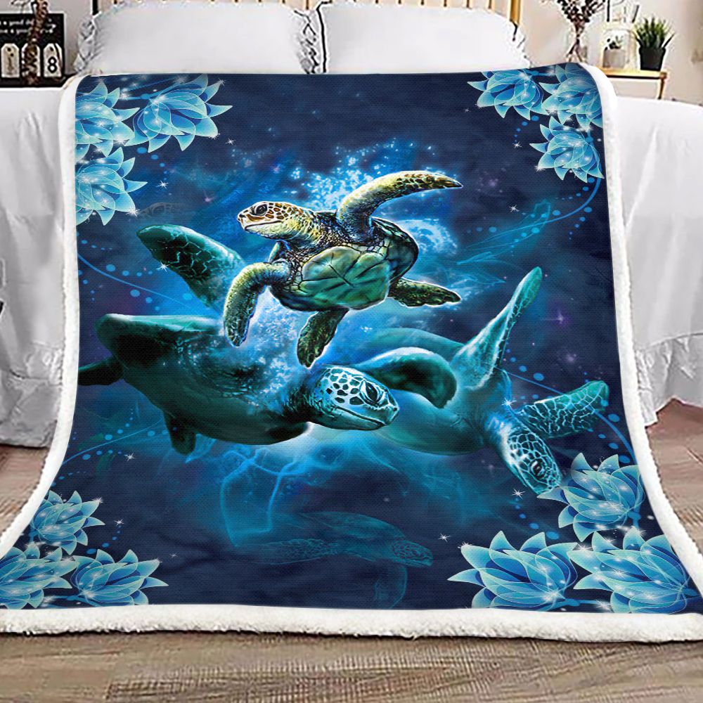 My Mountain Sea Turtle Family Fleece Blanket