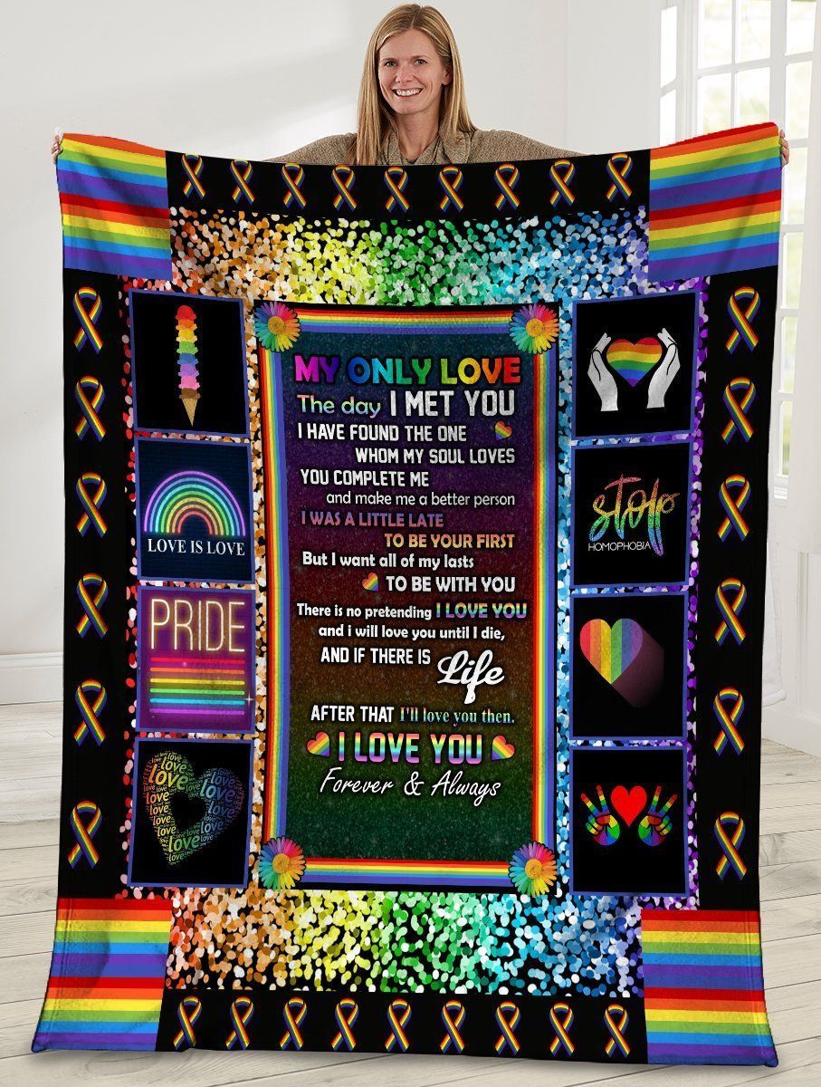 My Only Love The Day I Met You Lgbt Rainbow Fleece Blanket