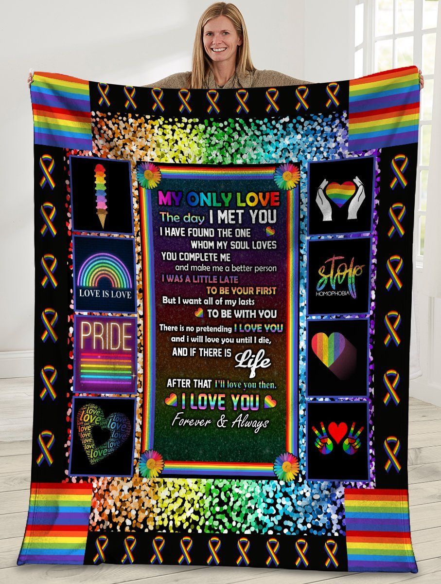 My Only Love The Day I Met You Lgbt Rainbow Sherpa Fleece Blanket