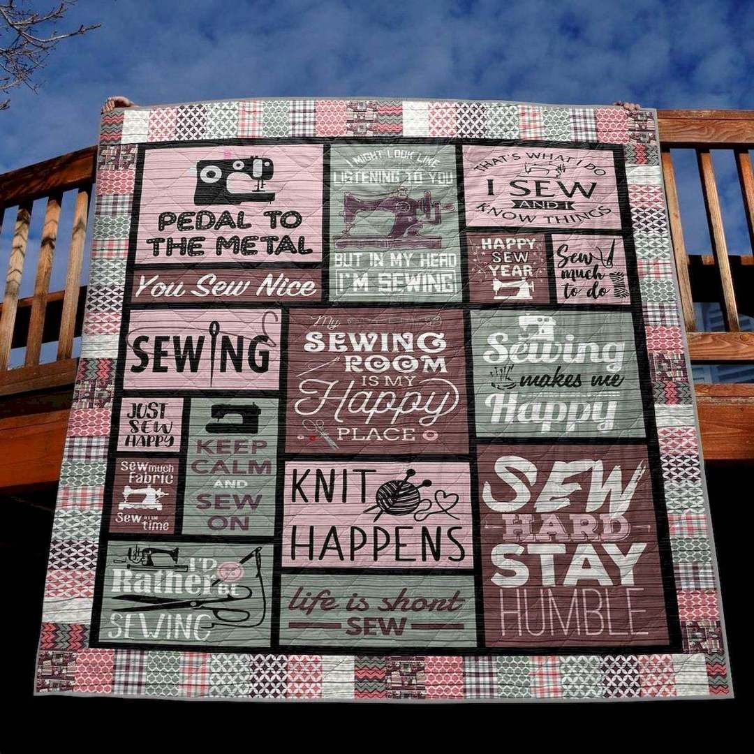 My Sewing Room Is My Happy Place CLD1706106 Quilt Blanket