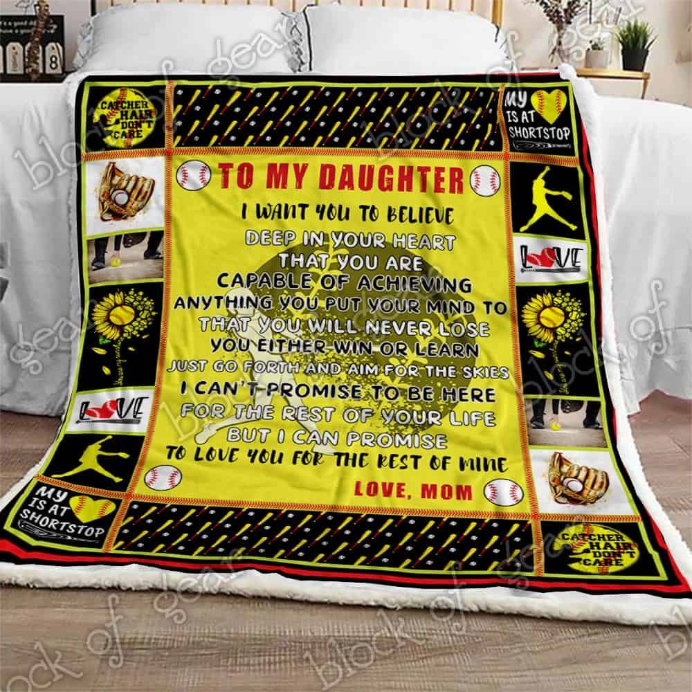 My Softball Daughter Fleece Blanket
