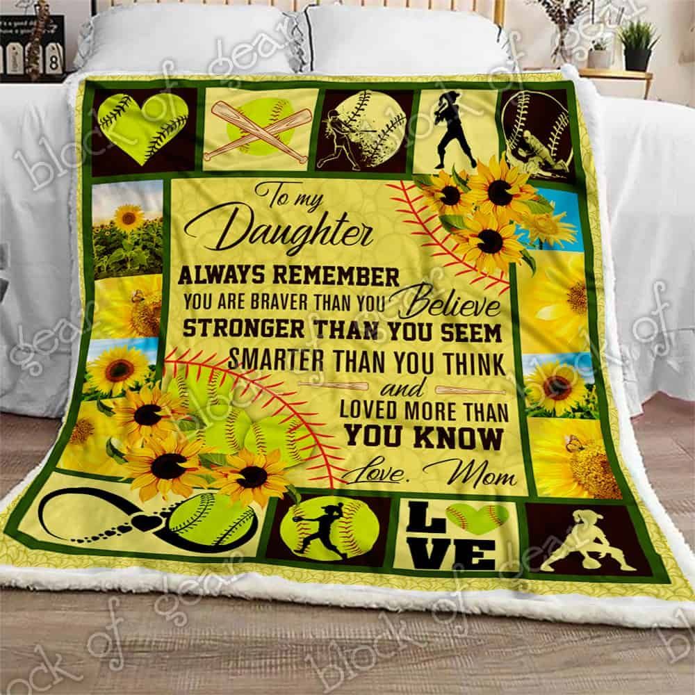 My Softball Daughter Fleece Blanket
