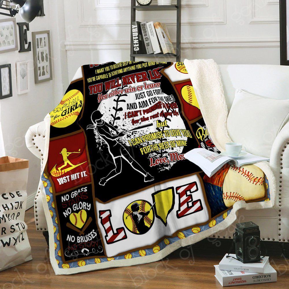 My Softball Princess Sherpa Fleece Blanket