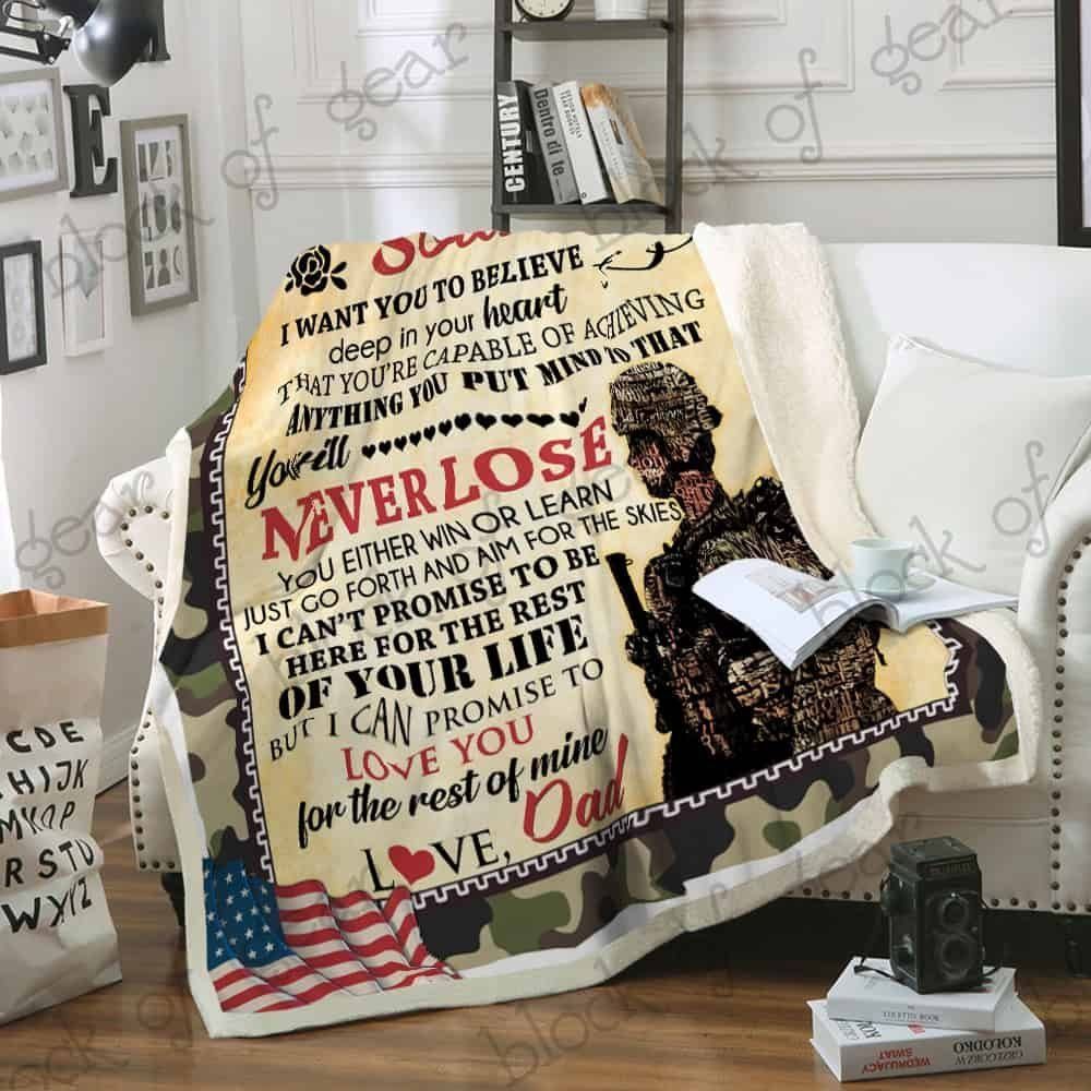 My Soldier I Love You From Dad Sherpa Fleece Blanket