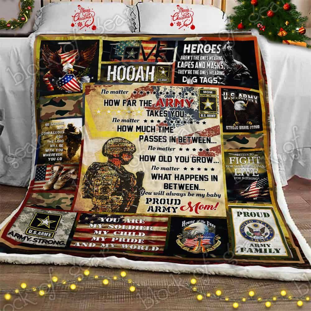 My Soldier My Army Strong Love Mom Sherpa Fleece Blanket