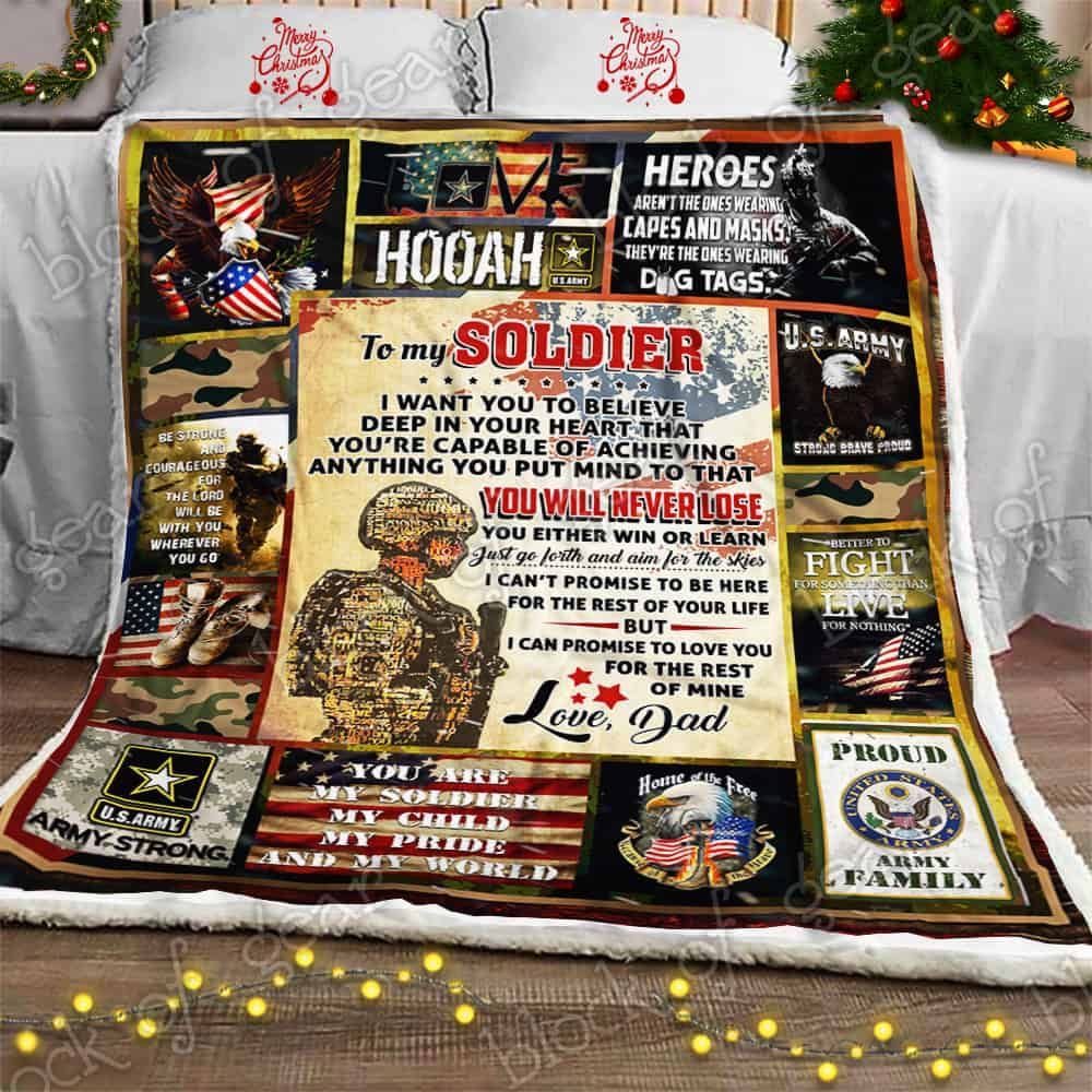 My Soldier My Pride Love Army Dad Fleece Blanket