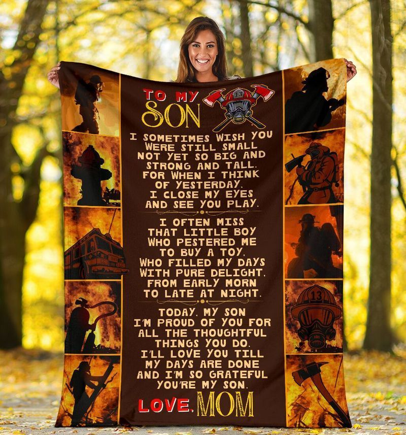 My Son Firefighter Sherpa Fleece Blanket