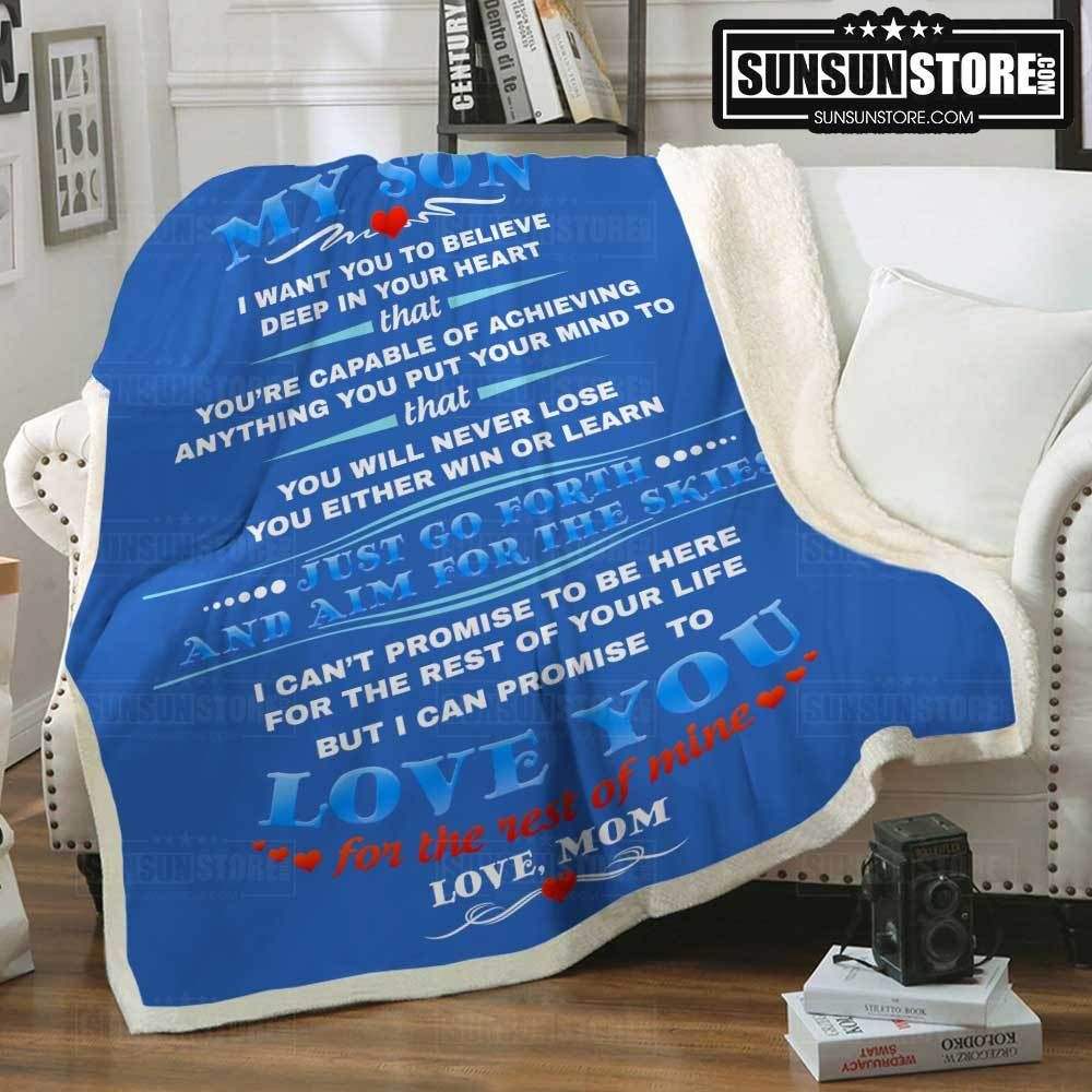 My Son Love, Mom Blue Sherpa Fleece Blanket