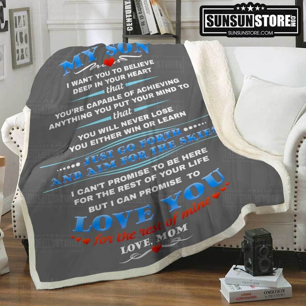 My Son Love, Mom Grey Sherpa Fleece Blanket