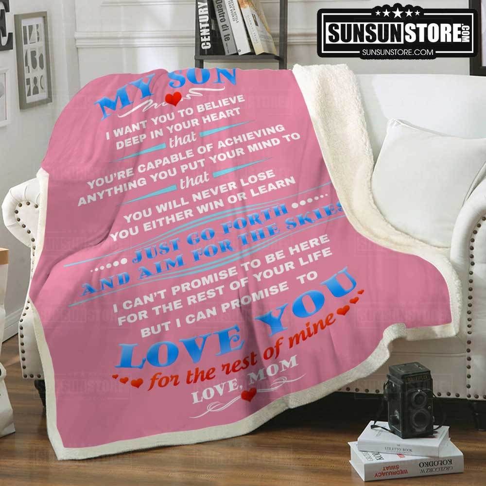 My Son Love, Mom Pink Sherpa Fleece Blanket