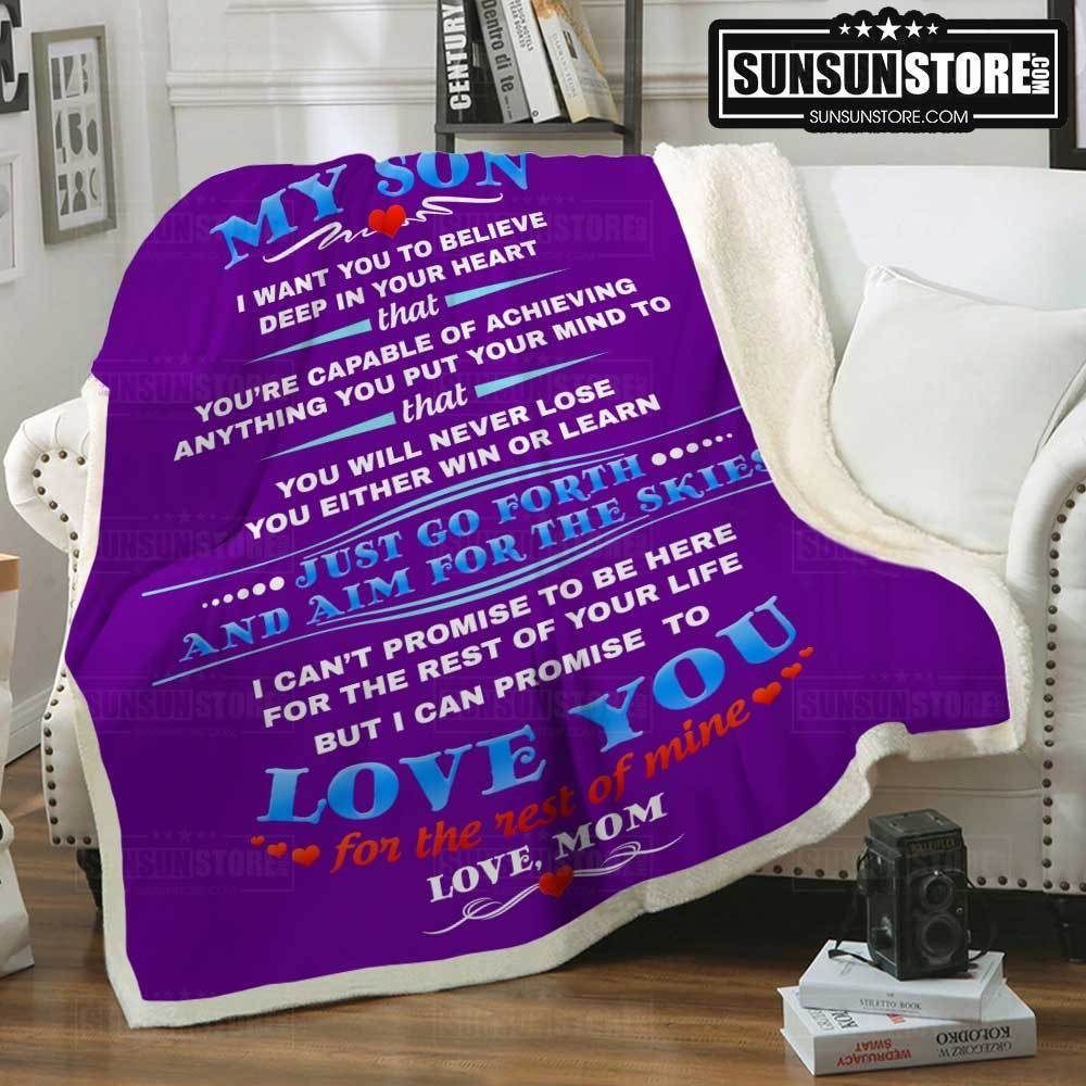 My Son Love, Mom Purple Sherpa Fleece Blanket