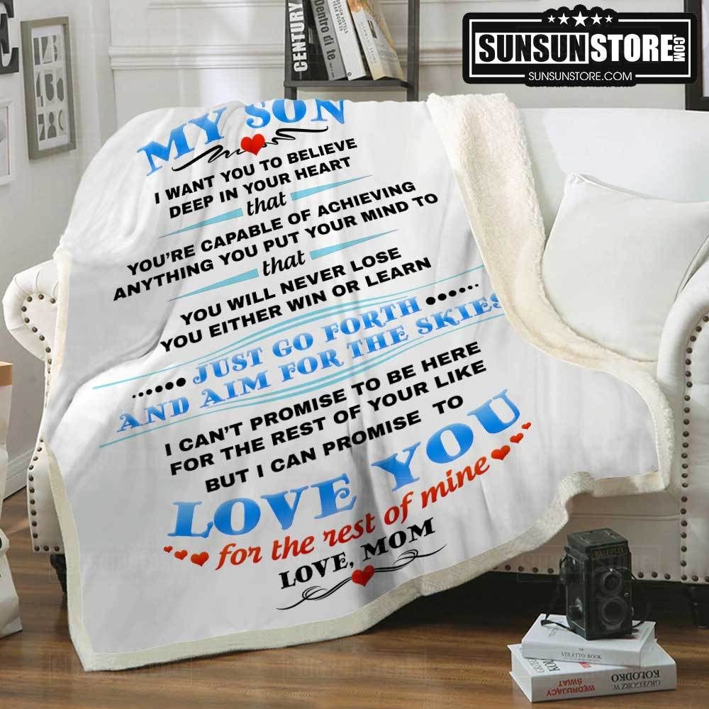 My Son Love, Mom White Sherpa Fleece Blanket