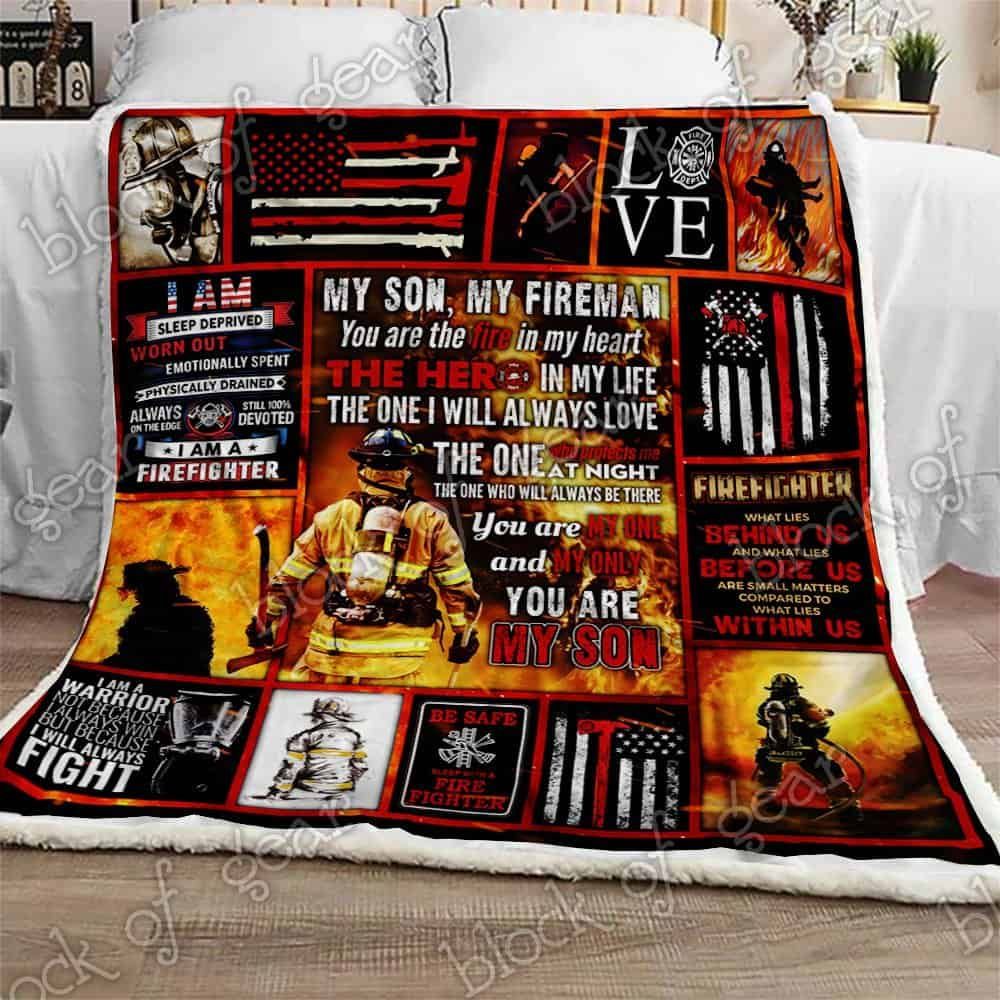 My Son My Fireman Fleece Blanket