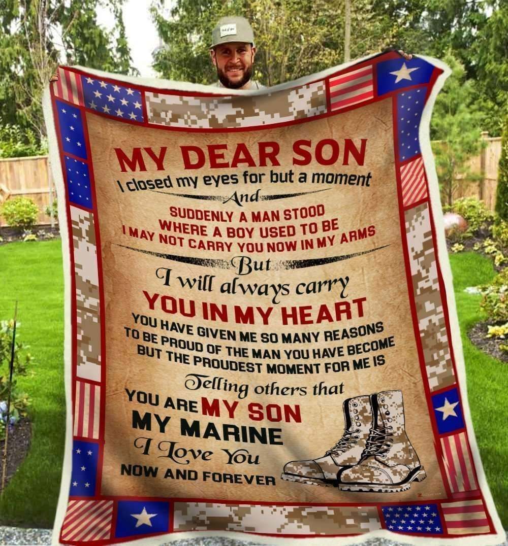 My Son My Marine I Closed My Eyes Sherpa Fleece Blanket