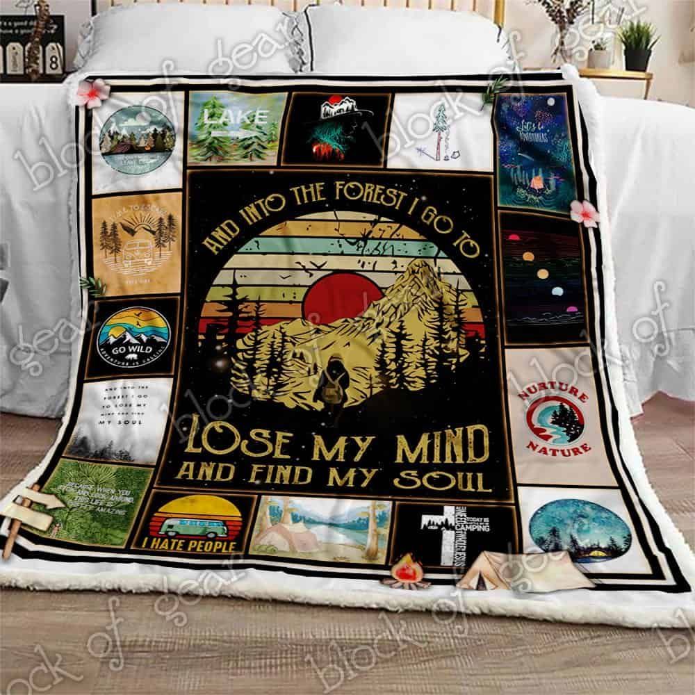 My Soul Is In The Forest Camping Fleece Blanket