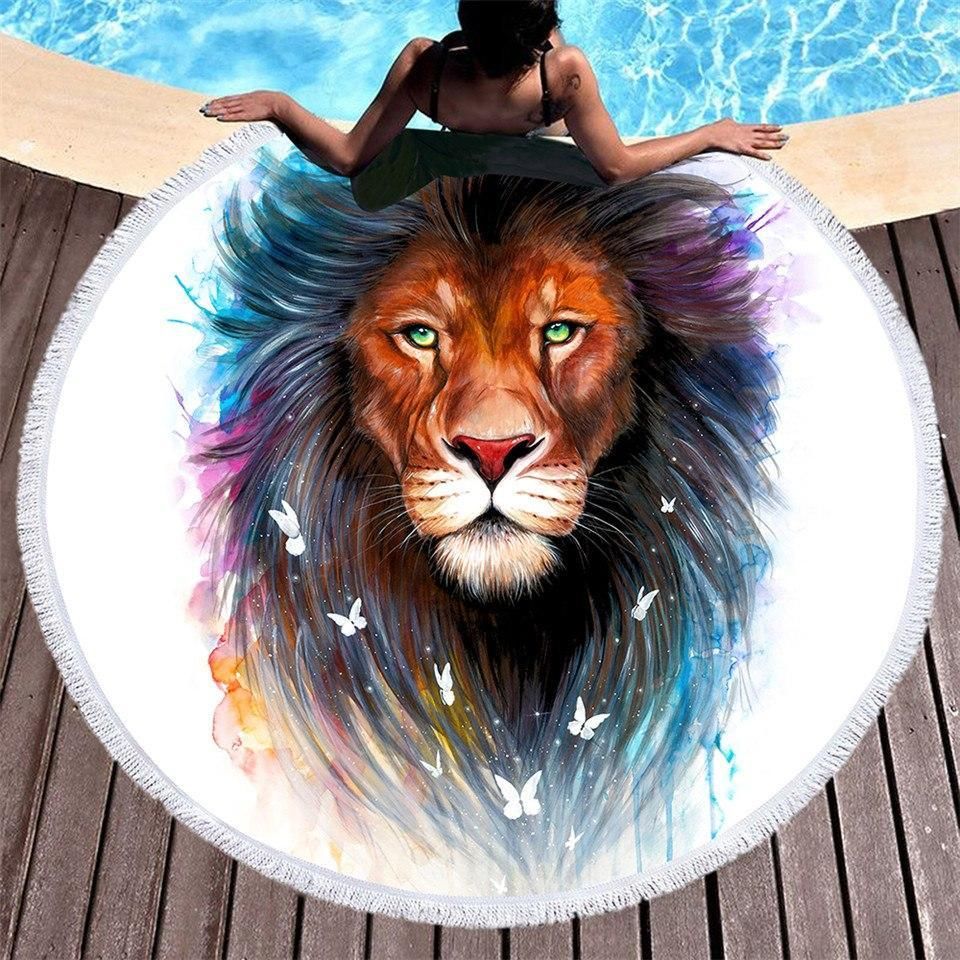 My Spirit Animal Collection Printed Round Beach Towel