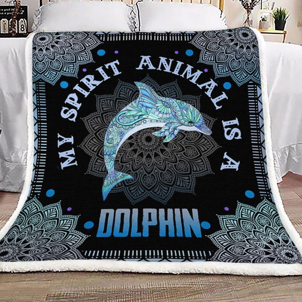 My Spirit Animal Is A Dolphin Sherpa Fleece Blanket