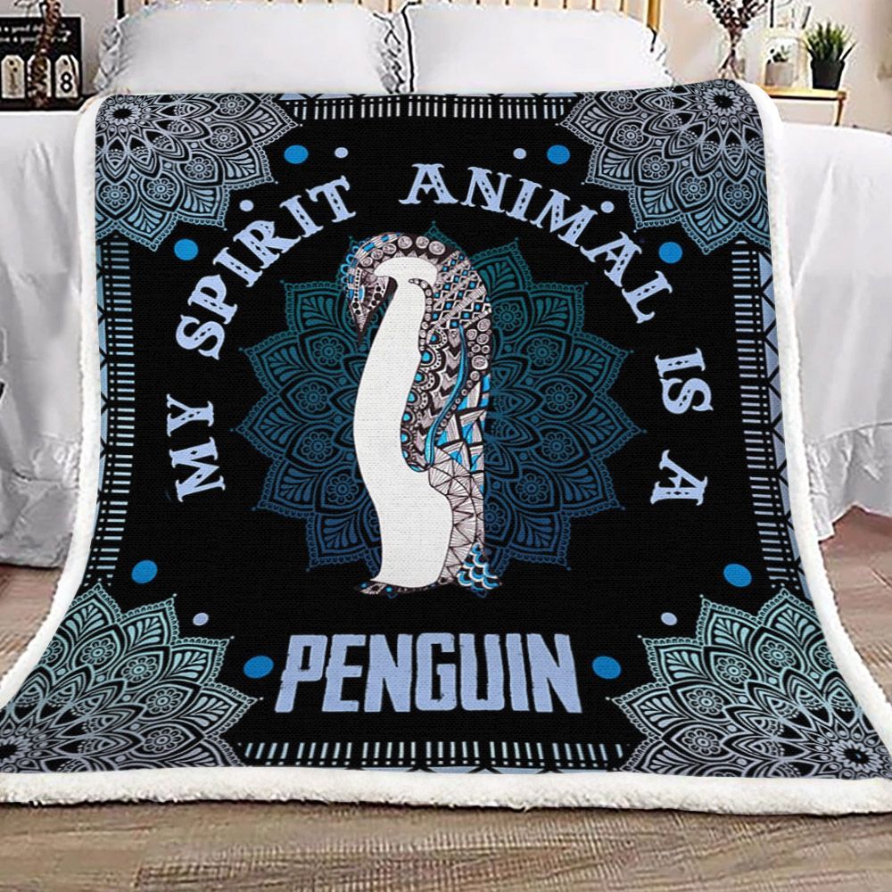 My Spirit Animal Is A Penguin Sherpa Fleece Blanket