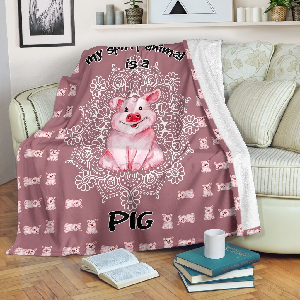 My Spirit Animal Is A Pig Gift For Pig Lovers Fleece Blanket Fleece Blanket