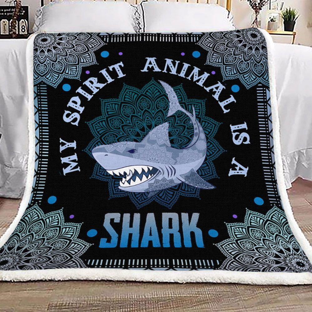 My Spirit Animal Is A Shark Sherpa Fleece Blanket