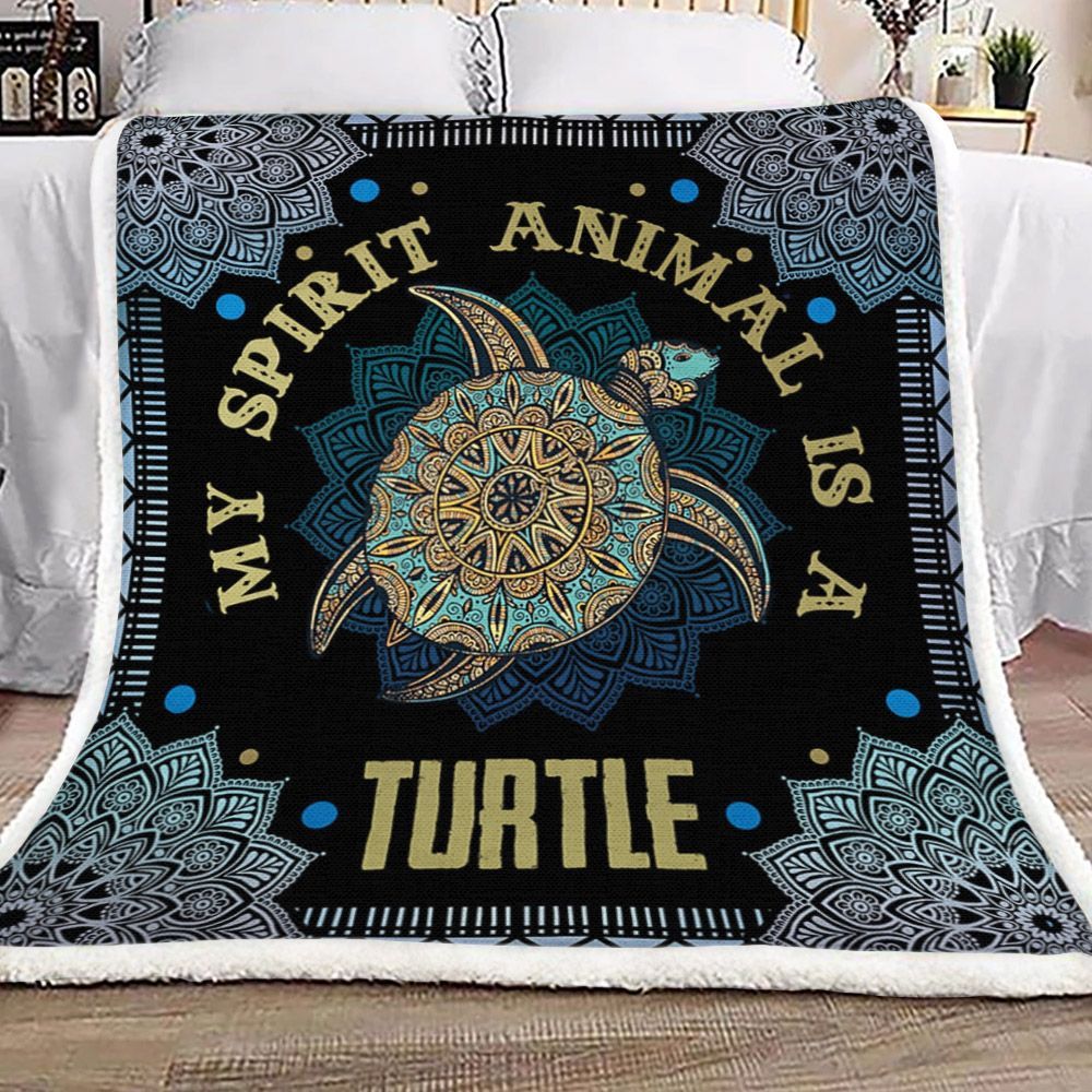 My Spirit Animal Is A Turtle Sherpa Fleece Blanket