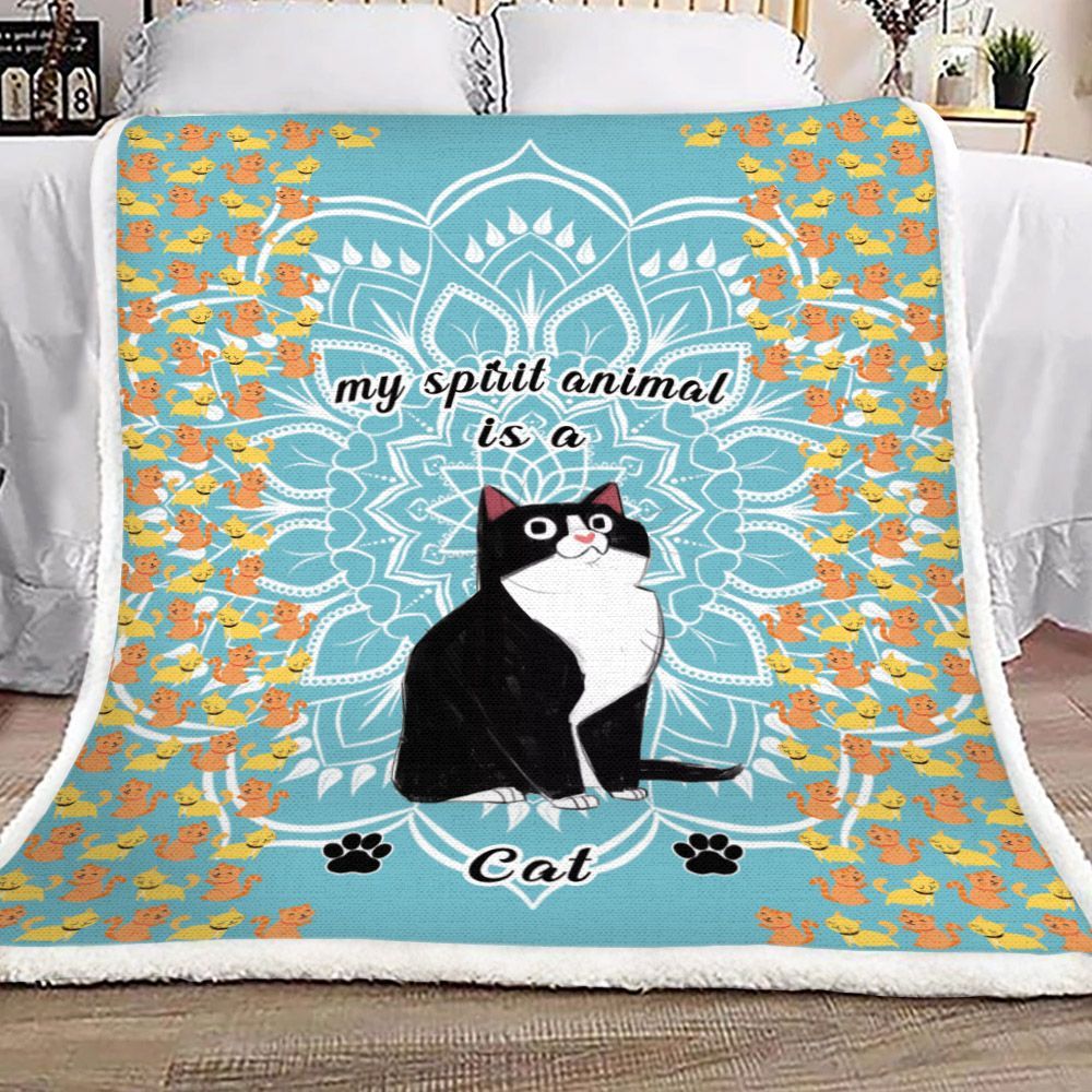 My Spirit Animal Is Cat Sherpa Fleece Blanket