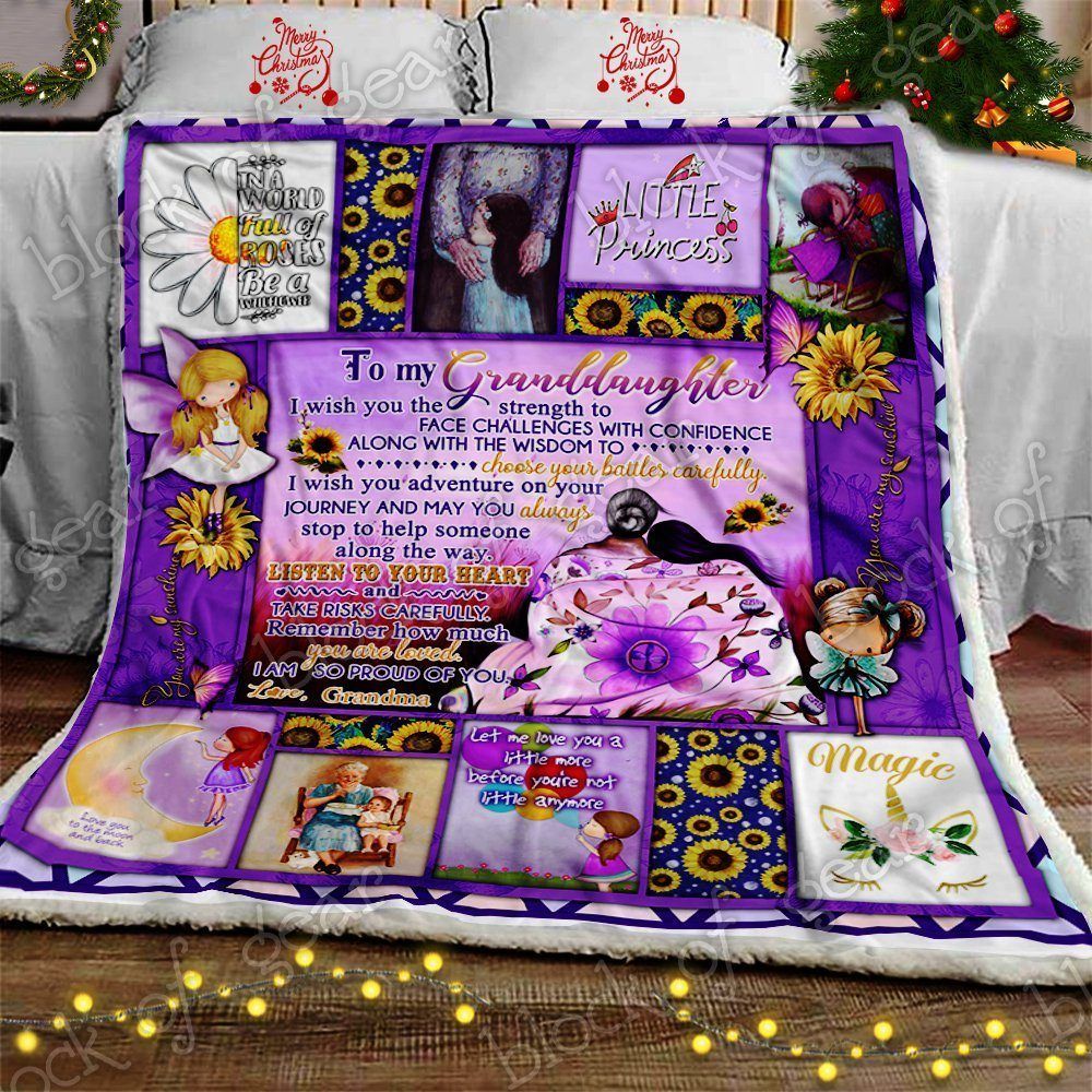 My Sunshine Granddaughter Love Grandma Sherpa Fleece Blanket
