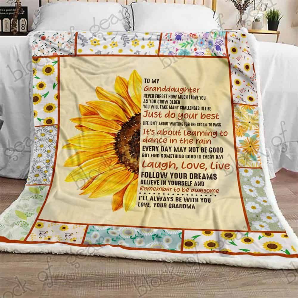 My Sunshine Granddaughter Love Grandma Fleece Blanket