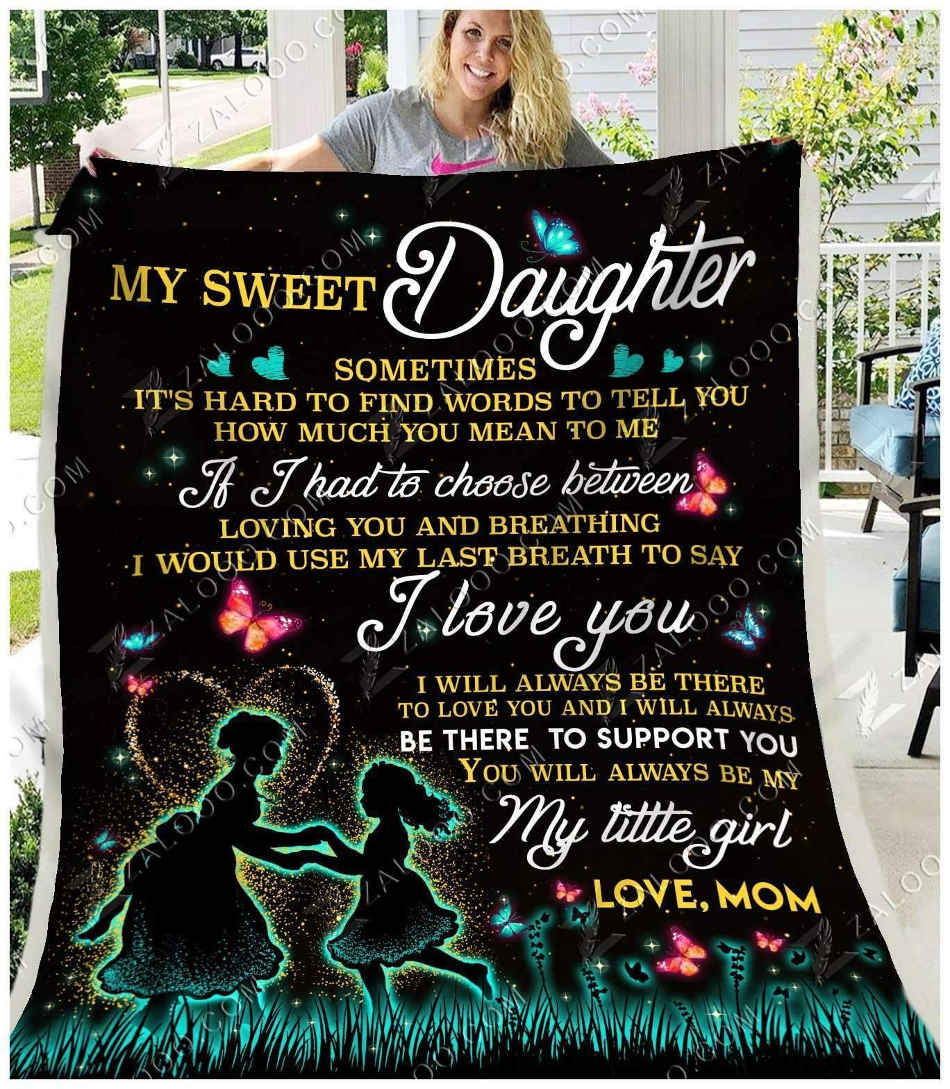 My Sweet Daughter Sometimes Love Mom Sherpa Fleece Blanket