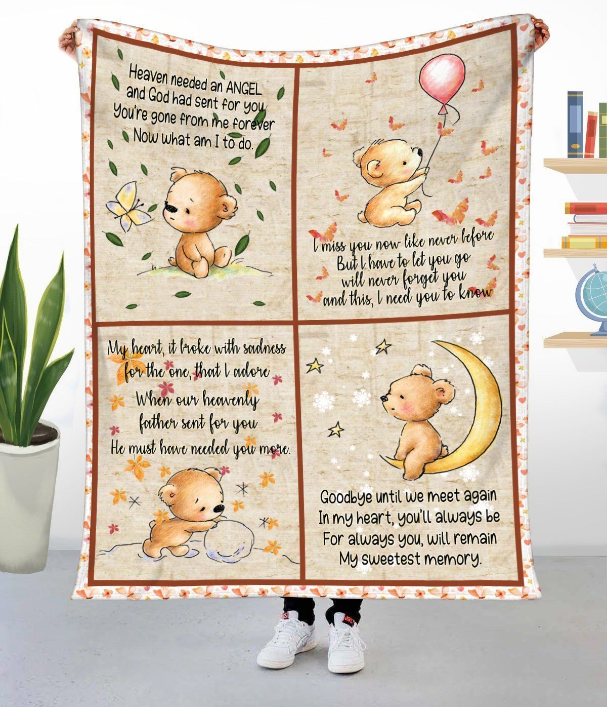 My Sweetest Memory Cute Bear Fleece Blanket