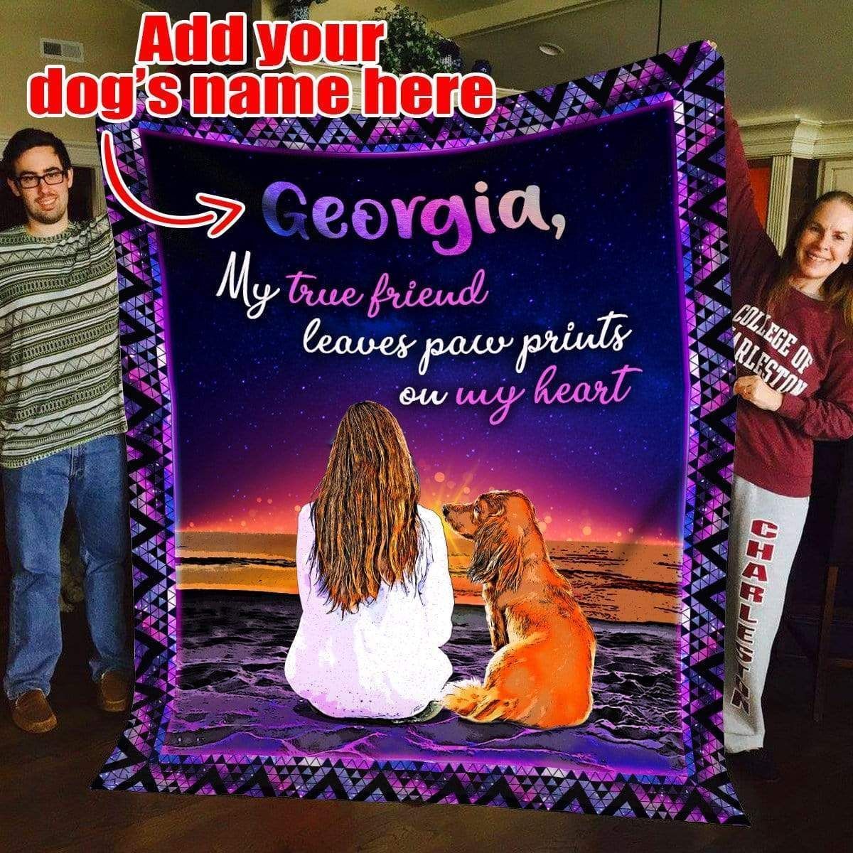 My True Friend Dachshund Fleece Blanket Custom Name