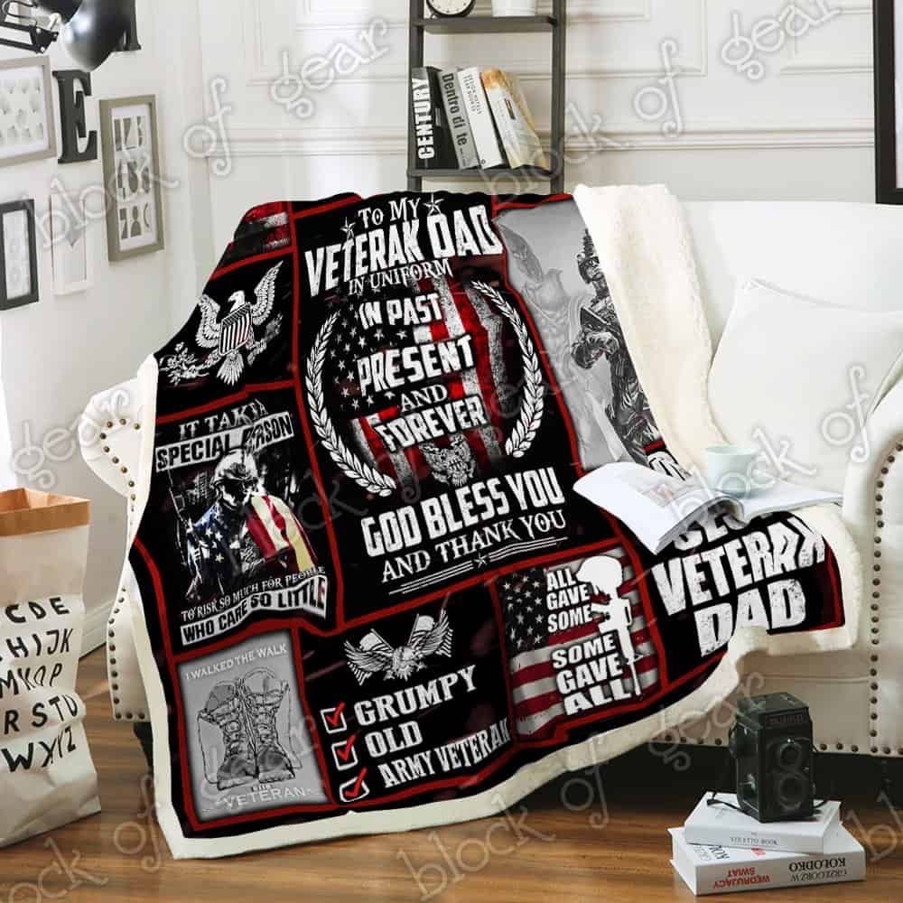 My Veteran Dad Thank You Sherpa Fleece Blanket