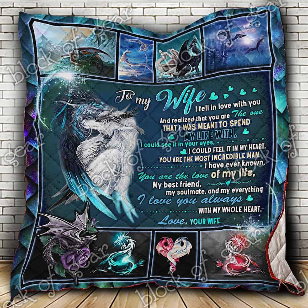 My Wife, My Soulmate Dragon CL19100611MDQ Quilt Blanket