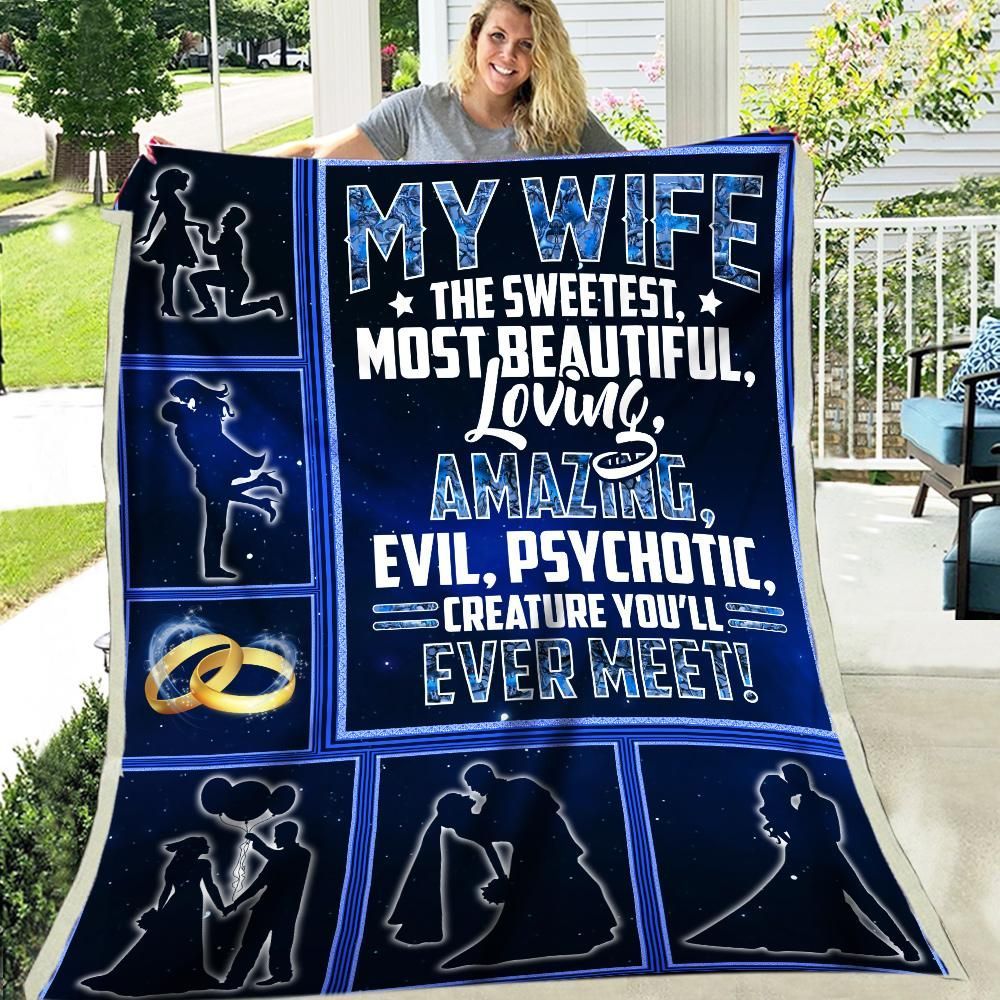 My Wife Sweetest Beautiful Loving Husband Gift To Wife Valentine Sherpa Fleece Blanket